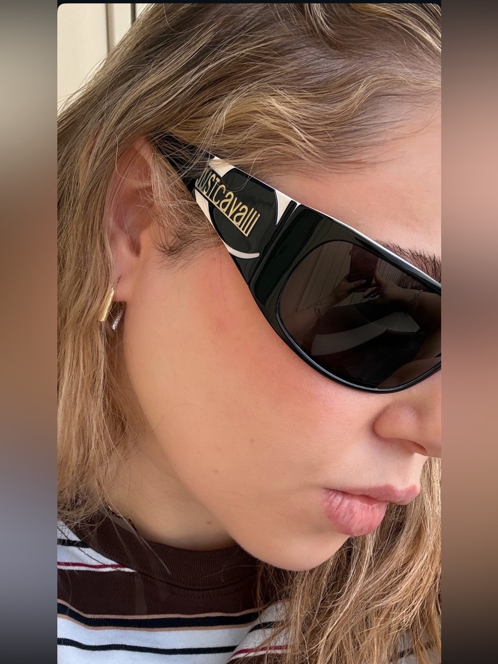 Just Cavalli Y2K Black and White Logo Oversized Sunglasses - Picture 8 of 9